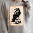 Edgar Allan Poe Raven Gothic Book Lover Raglan Sleeve Sweatshirt Heather Forest