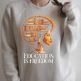 Education Is Freedom Afro Woman Book Illustration Raglan Sleeve Sweatshirt Heather Forest
