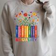 Equality Book Flower Peace Love Kindness LGBTQ Pride Raglan Sleeve Sweatshirt Heather Forest