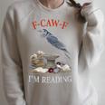 F-CAW-F Crow Book Lover Reader Gothic Humor Raglan Sleeve Sweatshirt Heather Forest