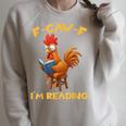 F-Caw-F Rooster Bird F-Caw-F I'm Reading Book Graphic Raglan Sleeve Sweatshirt Heather Forest
