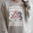 Fantasy Book Bookish My World Dragons Friends Not Enemies Raglan Sleeve Sweatshirt Heather Forest