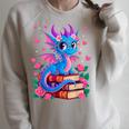 Fantasy Dragon Reading Books Bookworm Raglan Sleeve Sweatshirt Heather Forest
