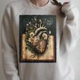 Floral Anatomical Heart Dark Academia Vintage Gothic Book Raglan Sleeve Sweatshirt Heather Forest