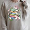 Flourish Dream Thrive Floral Books For Book Lovers Raglan Sleeve Sweatshirt Heather Forest