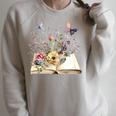 Flowers Gardening And Book Reading Lover Raglan Sleeve Sweatshirt Heather Forest