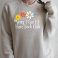 Flowers Graphic Sorry I Can't I Have Book Club Saying Raglan Sleeve Sweatshirt Heather Forest