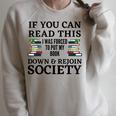I Was Forced To Put My Book Down & Rejoin Society Book Lover Raglan Sleeve Sweatshirt Heather Forest