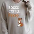 Fox Books Coffee Foxes Women Fox Graphic Cute Fox Lovers Raglan Sleeve Sweatshirt Heather Forest
