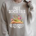 Free Societies Read Freely Bookworm Reading Book Lover Raglan Sleeve Sweatshirt Heather Forest