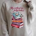 My Weekend Is Fully Booked Reading Quote Book Lover Humor Raglan Sleeve Sweatshirt Heather Forest