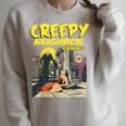 FUNNY Creepy Neighbor Comics Parody Horror Comic Book Raglan Sleeve Sweatshirt Heather Forest