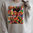 Geometric History Educated Women Reading Book Melanin Raglan Sleeve Sweatshirt Heather Forest