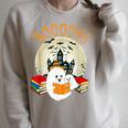 Ghost Book Reading Halloween Booooks Teacher Raglan Sleeve Sweatshirt Heather Forest