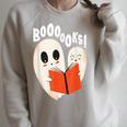 Ghost Book Reading Raglan Sleeve Sweatshirt Heather Forest