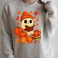 Ghost Reading Book Lovers Autumn Fall Halloween Raglan Sleeve Sweatshirt Heather Forest
