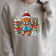 Gingerbread Reading Book Lovers Christmas Bookworm Librarian Raglan Sleeve Sweatshirt Heather Forest