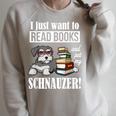 Girls Boys Kids Read Books Miniature Schnauzer Lover Raglan Sleeve Sweatshirt Heather Forest