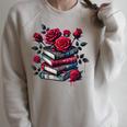 Gothic Books Roses Dark Academia Vintage Library Romance Raglan Sleeve Sweatshirt Heather Forest