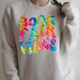 Groovy 70s Book Fair Vibe Tie Dye Reading School Librarian Raglan Sleeve Sweatshirt Heather Forest