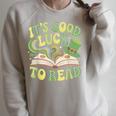 Groovy It's Good Luck To Read St Patrick's Day Book Lucky Raglan Sleeve Sweatshirt Heather Forest