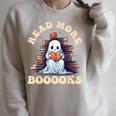 Groovy Read More Books Cute Ghost Teacher Halloween Raglan Sleeve Sweatshirt Heather Forest