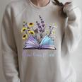 Grow Your Mind Wildflower Book Floral Motivation Raglan Sleeve Sweatshirt Heather Forest