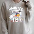 Halloween Book Lover Teacher Ghost Costume Haunted By My Tbr Raglan Sleeve Sweatshirt Heather Forest