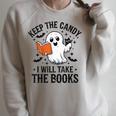 Halloween Keep The Candy I'Ll Take Books Ghost Book Lovers Raglan Sleeve Sweatshirt Heather Forest