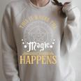 This Is Where Happens Magic Occult Mystic Book Raglan Sleeve Sweatshirt Heather Forest