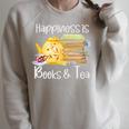 Happiness Is Books And Tea Raglan Sleeve Sweatshirt Heather Forest