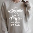 Happiness Is Coffee And A Good Book Lover Birthday Raglan Sleeve Sweatshirt Heather Forest