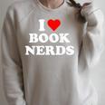 I Heart Book Nerds Book Readers Cute Raglan Sleeve Sweatshirt Heather Forest