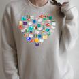 Heart Of Books Book Lover Heart Shape Reading Raglan Sleeve Sweatshirt Heather Forest