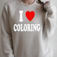 I Heart Love Coloring Hobbies Books Pencils Crayons Marker Raglan Sleeve Sweatshirt Heather Forest