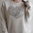 Heart Shaped Adult Coloring Book Style Fashion T Shirt Raglan Sleeve Sweatshirt Heather Forest