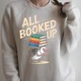 Hedgehog Book Lovers All Booked UP Retro Raglan Sleeve Sweatshirt Heather Forest