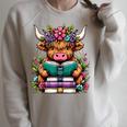 Highland Cow Book Floral Bookworm Raglan Sleeve Sweatshirt Heather Forest Highland Cow Book Floral Bookworm Raglan Sleeve Sweatshirt Heather Forest