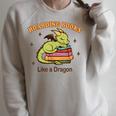 Hoarding Books Like a Dragon Reading Raglan Sleeve Sweatshirt Heather Forest