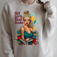 Hot Girls Read Books Spicy Bookish Girl Dark Romance Reader Raglan Sleeve Sweatshirt Heather Forest