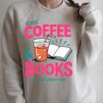 Iced Coffee & Books Reading Lover Trendy Summer Premium Tri-Blend Raglan Sleeve Sweatshirt Heather Forest