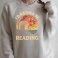 I'd Rather Be Reading Book Lover Vintage Sunset Apparel Premium Tri-Blend Raglan Sleeve Sweatshirt Heather Forest