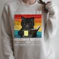 I'd Rather Be Reading Books And Drinking Coffee Cat For Men Women Kids Raglan Sleeve Sweatshirt Heather Forest