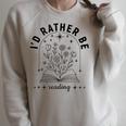 I’d Rather Be Reading Minimal Book Lover Arch Raglan Sleeve Sweatshirt Heather Forest