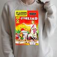 The Iliad Homer Vintage Comic Book Cover Raglan Sleeve Sweatshirt Heather Forest