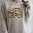 I'Ll Be In My Office Retro Cat Reading Book Nerd Read Reader Raglan Sleeve Sweatshirt Heather Forest