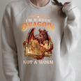 I'm a Book Dragon Not a Worm Dragon Reading a Books Raglan Sleeve Sweatshirt Heather Forest
