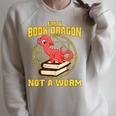 I'm A Book Dragon Not A Worm T Shirt Bookworm Reading Raglan Sleeve Sweatshirt Heather Forest