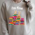 I'm Fine Reading Books Reader Book Lover Librarian Raglan Sleeve Sweatshirt Heather Forest