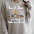 I'm A Girl Who Loves Cats And Books-Cat & Book Lover Raglan Sleeve Sweatshirt Heather Forest